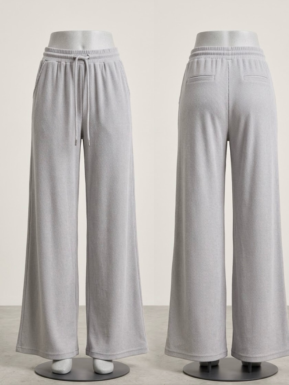 Cozy Wide-Leg Lounge Pants — Light Gray